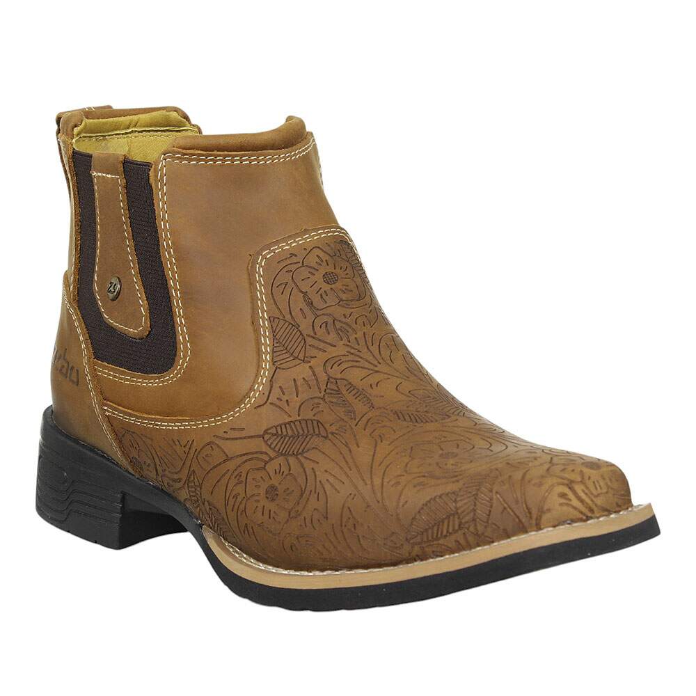 Botina Feminina Marrom Bico Quadrado Zebu 37966 - Rodeo West