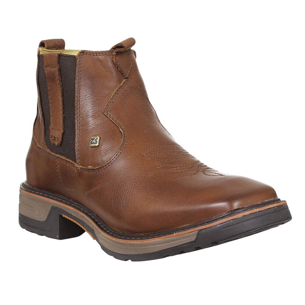 Botina Masculina Marrom Bico Quadrado Zebu 37968 - Rodeo West