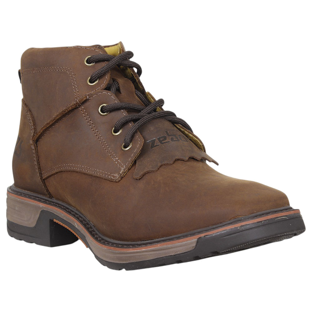 RODEO Botina Masculina Marrom Bico Quadrado Zebu 37976 - Rodeo West