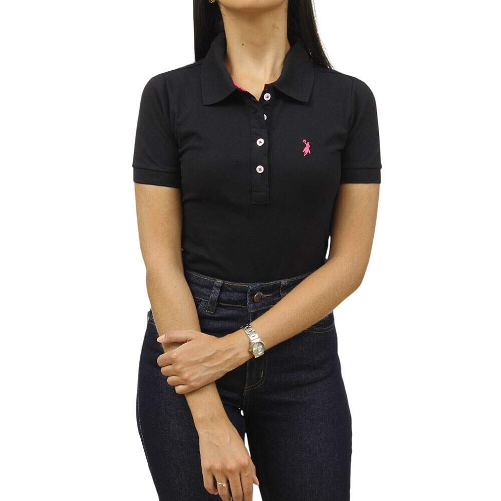 Camisa Gola Polo Feminina Preta Austin 38025 - Rodeo West