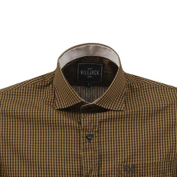 Camisa Xadrez Amarela Masculina Manga Longa Vilejack 38130