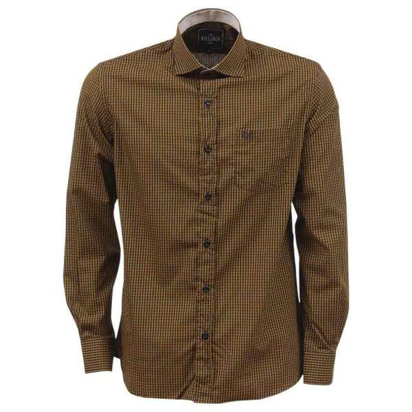 Camisa Xadrez Amarela Masculina Manga Longa Vilejack 38130