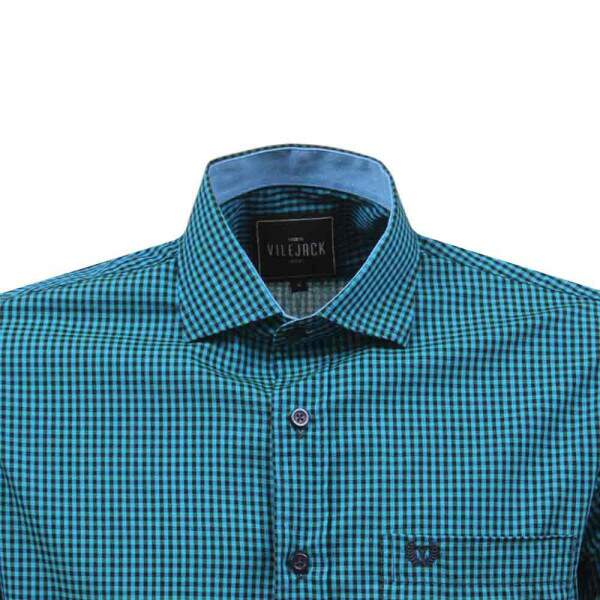 Camisa Xadrez Azul Masculina Manga Longa Vilejack 38132
