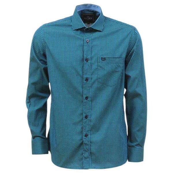 Camisa Xadrez Azul Masculina Manga Longa Vilejack 38132