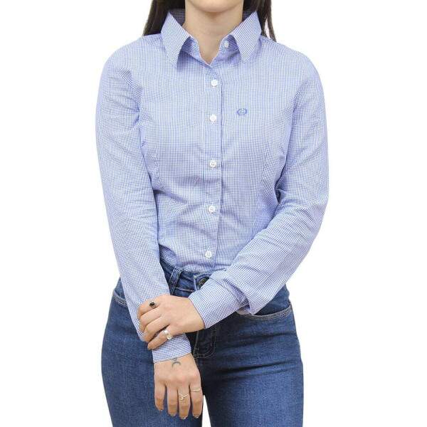 Camisa Xadrez Feminina Azul Classic 38225