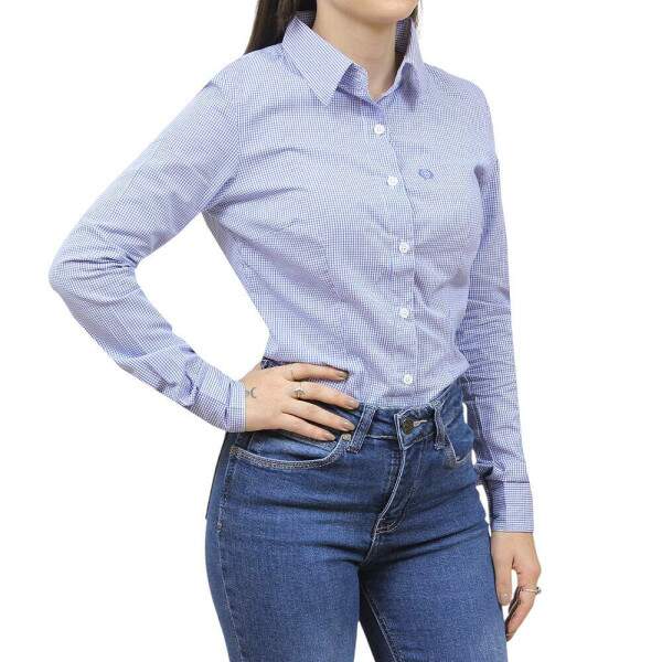 Camisa Xadrez Feminina Azul Classic 38225