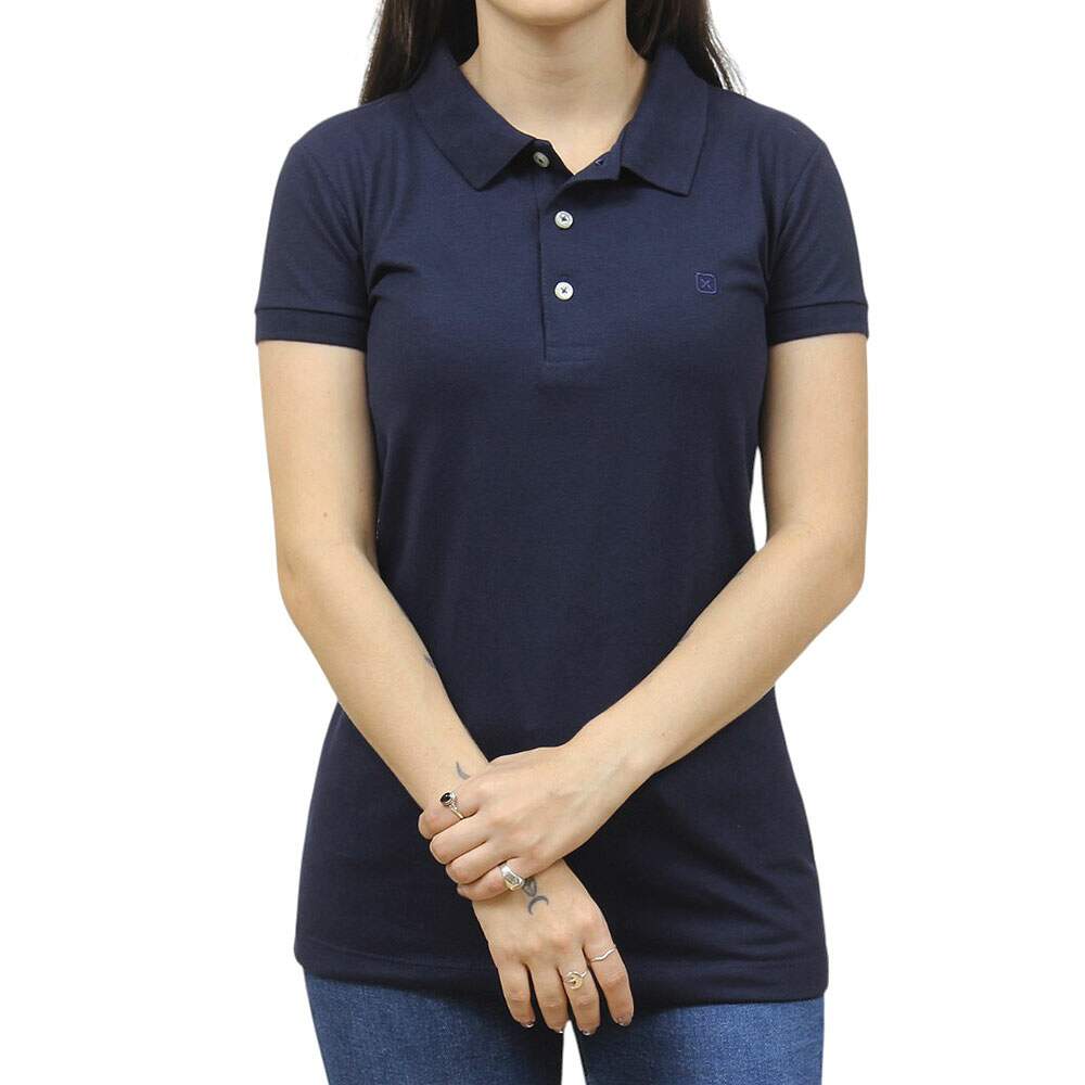 Camisa Gola Polo Feminina Azul Marinho TXC 38246 Rodeo West