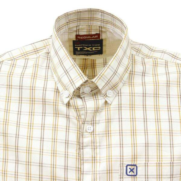 Camisa Xadrez Masculina Bege TXC 38301