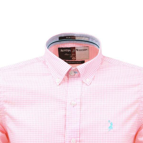 Camisa Xadrez Masculina Manga Longa Rosa Austin Western 38362