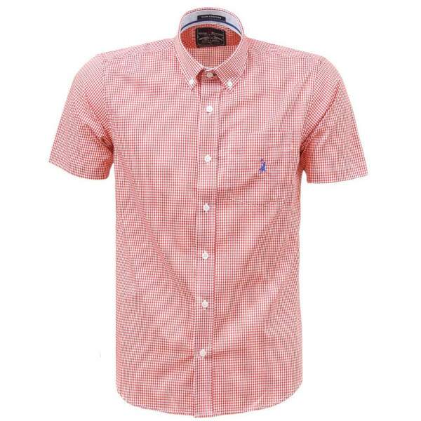 Camisa Xadrez Masculina Manga Curta Vermelha Austin Western 38364