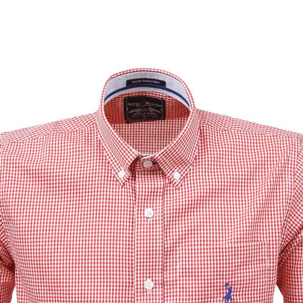 Camisa Xadrez Masculina Manga Curta Vermelha Austin Western 38364