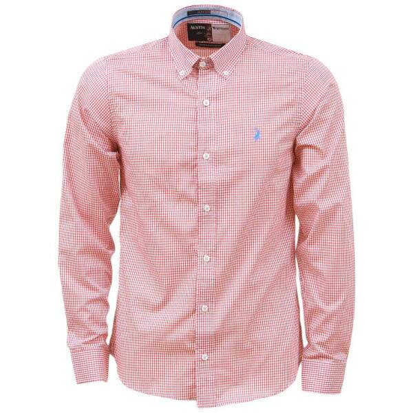 Camisa Xadrez Masculina Manga Longa Rosa Austin Western 38367
