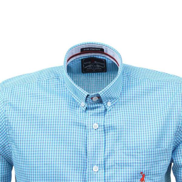 Camisa Xadrez Masculina Manga Curta Azul Austin Western 38369