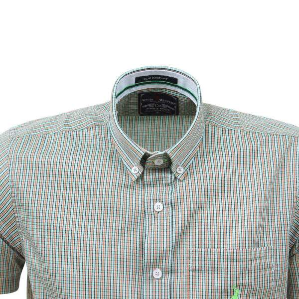 Camisa Xadrez Masculina Manga Curta Verde Austin Western 38373