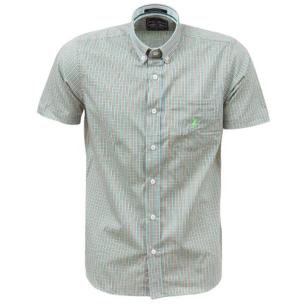 Camisa Xadrez Masculina Manga Curta Verde Austin Western 38373