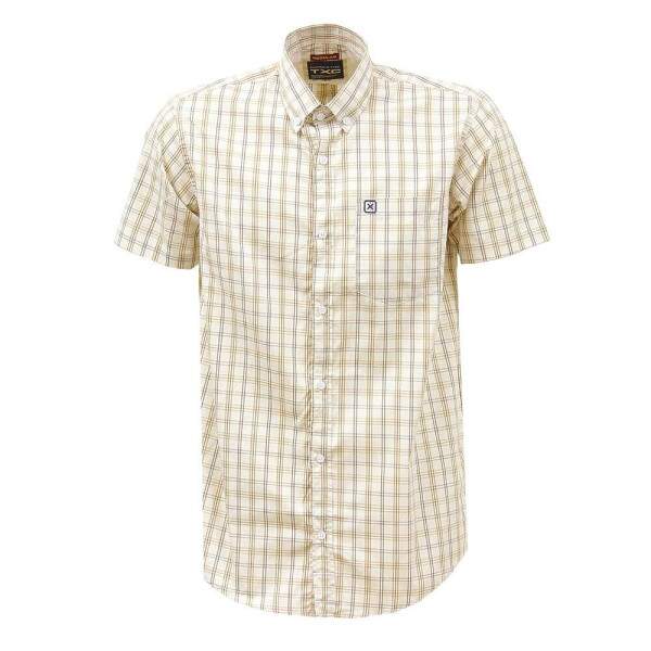 Camisa Xadrex Masculina Bege Manga Curta TXC 38271
