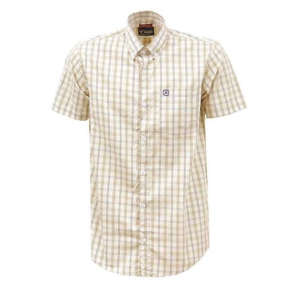 Camisa Xadrez Masculina Bege Manga Curta TXC 38271