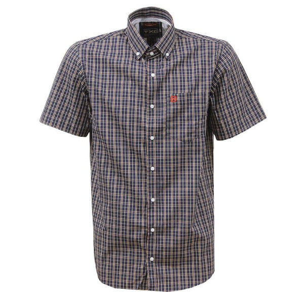 Camisa Xadrez Masculina Azul Marinho Manga Curta TXC 38269