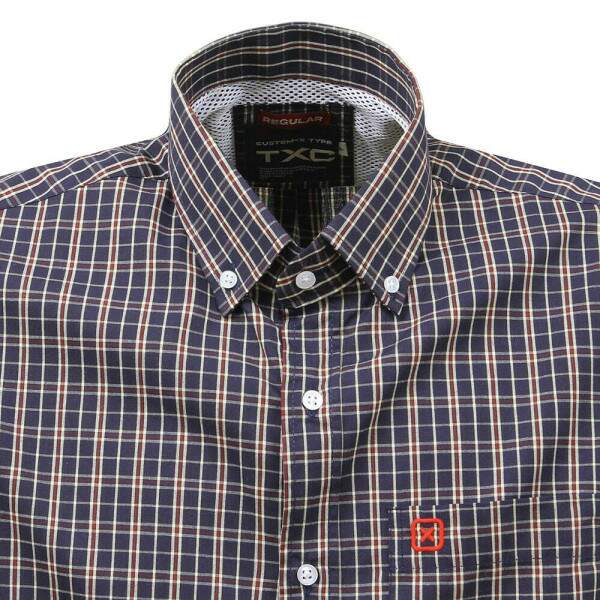 Camisa Xadrez Masculina Azul Marinho Manga Curta TXC 38269