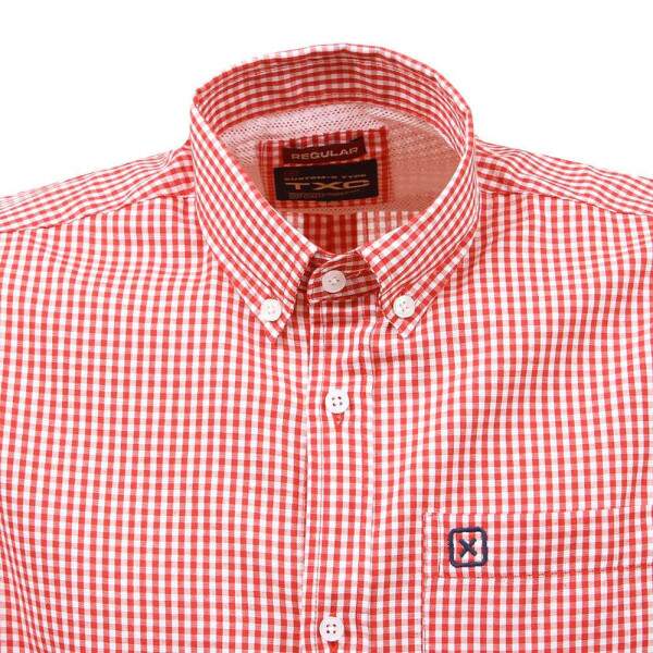 Camisa Xadrez Masculina Vermelha Manga Curta TXC 38267