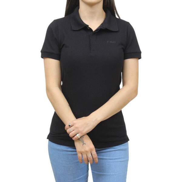 Camisa Gola Polo Feminina Slim Preta TXC 38390