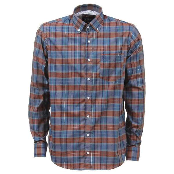 Camisa Masculina Xadrez Azul Manga Longa TXC 38422