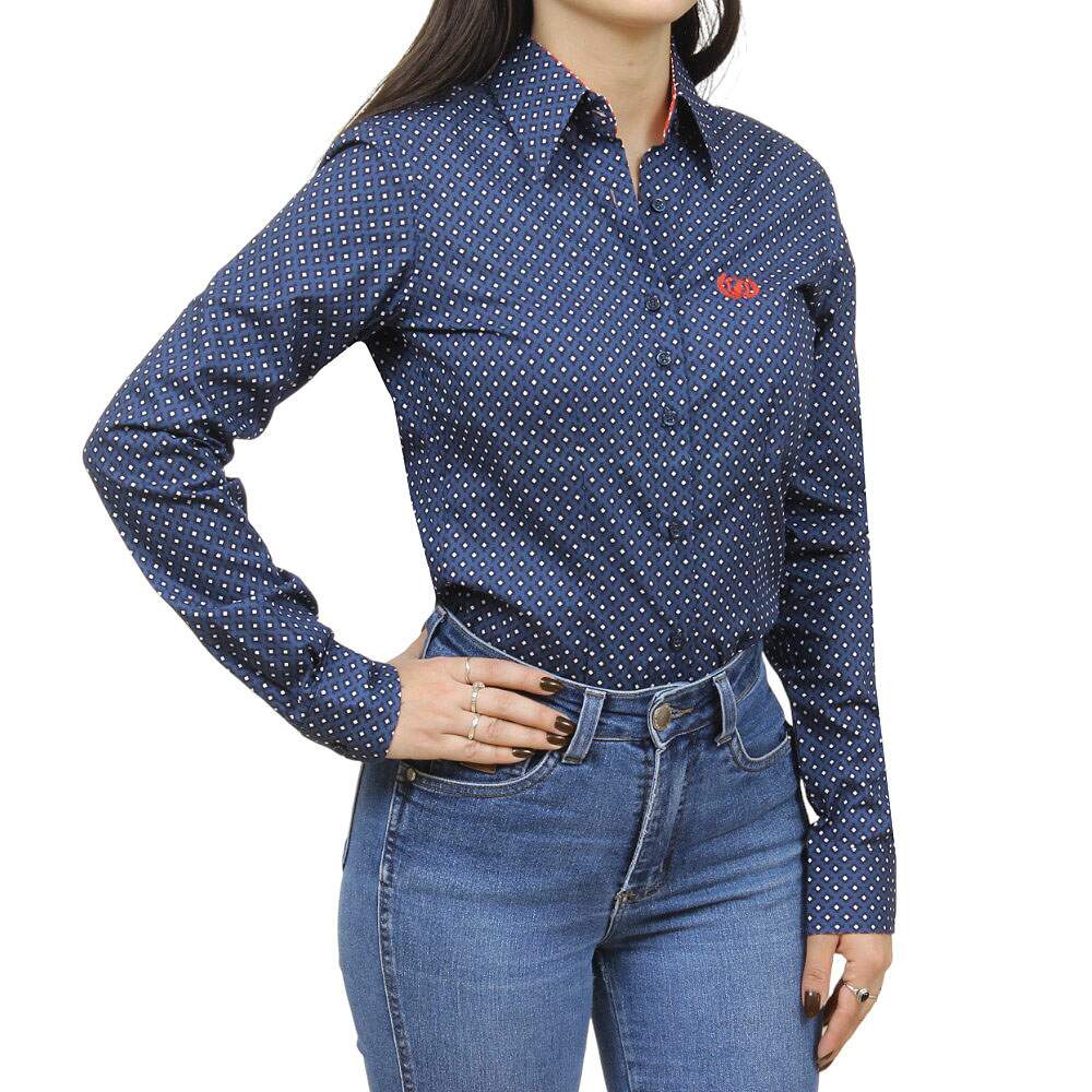 Camisa Feminina Manga Longa Azul Dock's 38620 - Rodeo West