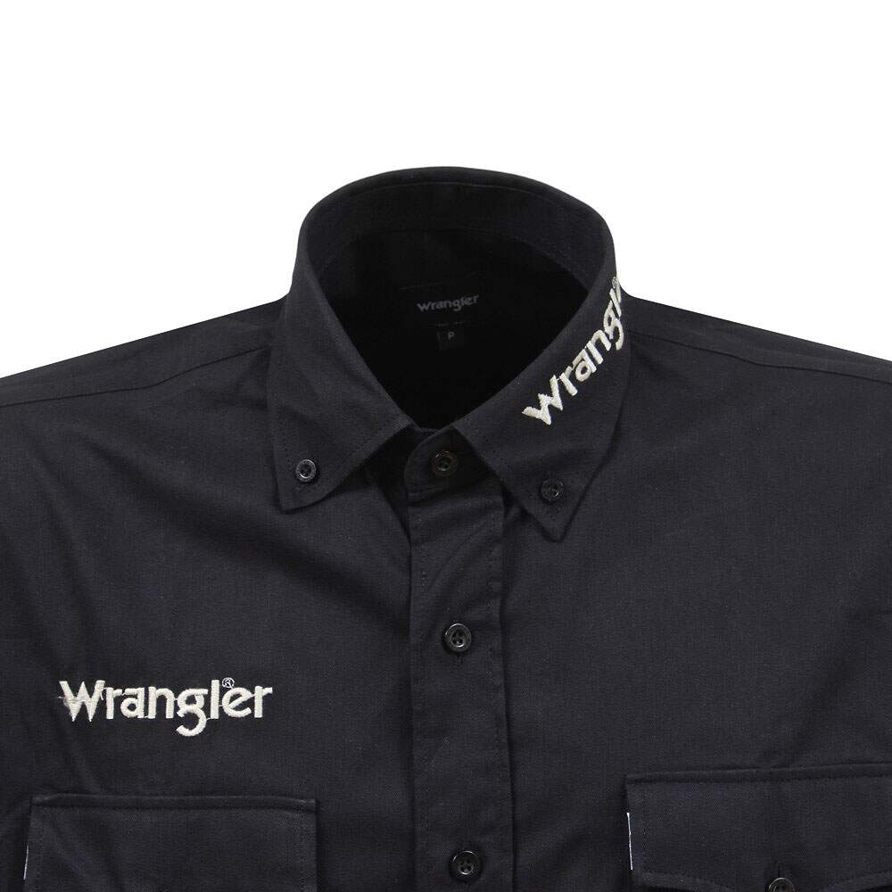 Camisa Masculina Lisa Manga Longa Preta Wrangler 39031 - Rodeo West
