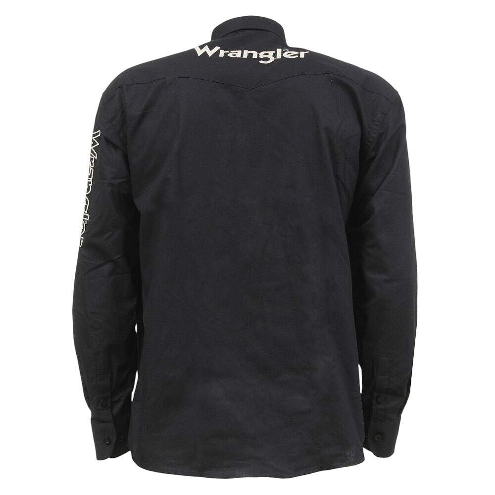 Camisa Masculina Lisa Manga Longa Preta Wrangler 39031 - Rodeo West