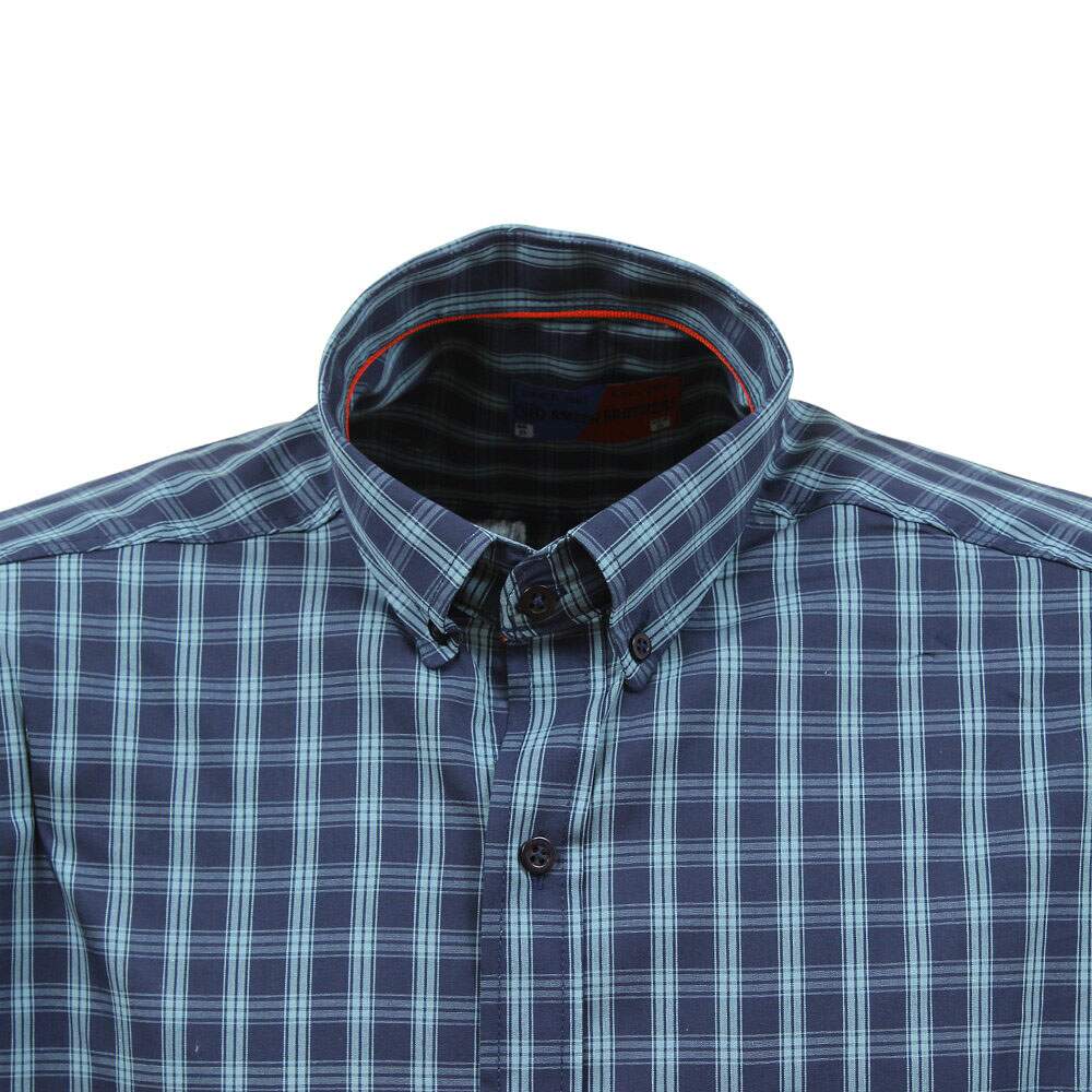 Camisa Xadrez Azul Marinho Masculina Manga Curta Smith Brothers