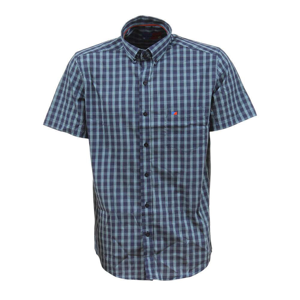 Camisa Xadrez Azul Marinho Masculina Manga Curta Smith Brothers