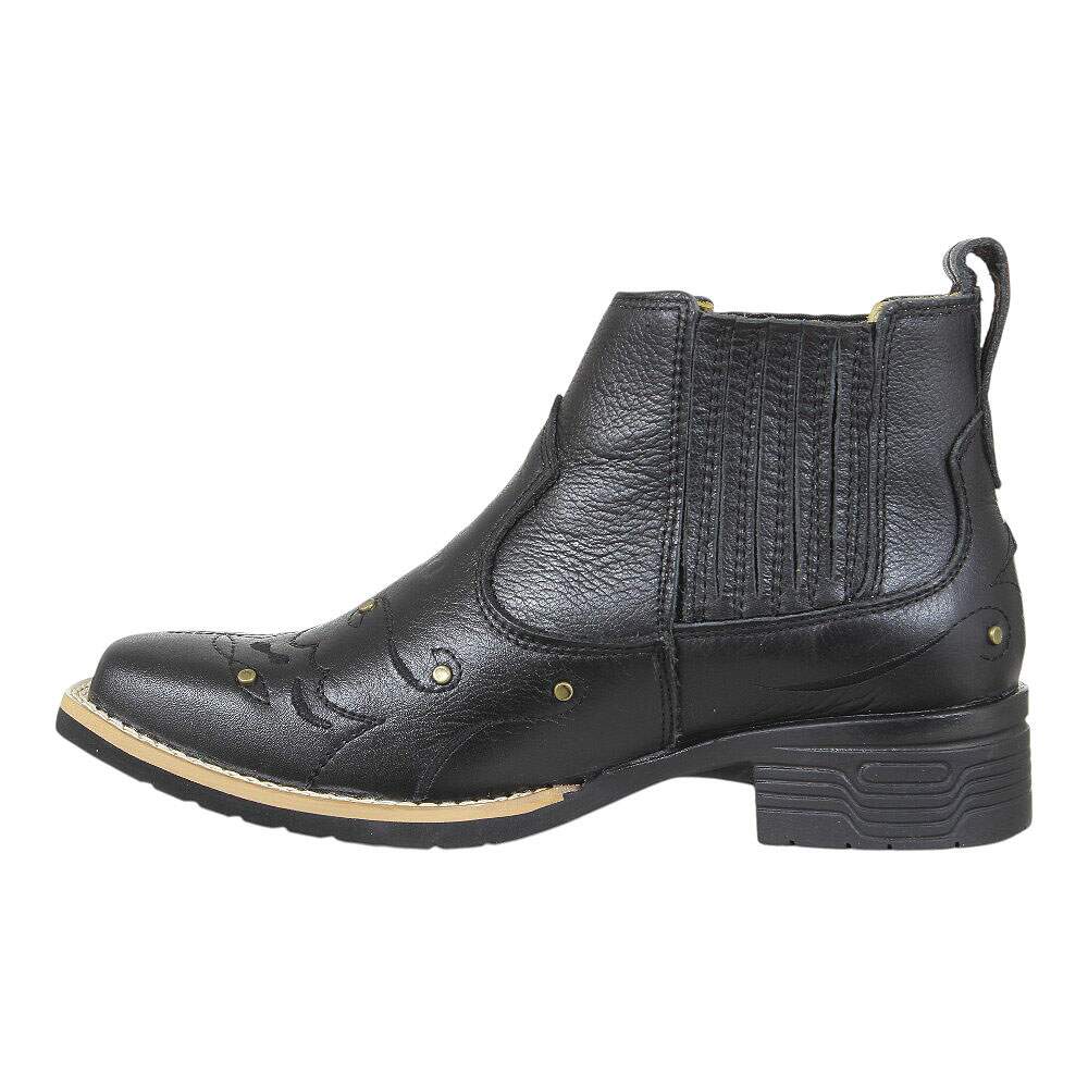 Botina Feminina Bico Quadrado Preta Zebu 39418 - Rodeo West