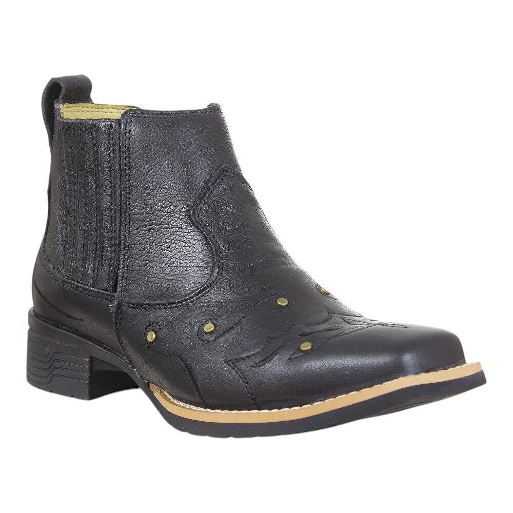 Botina Feminina Bico Quadrado Preta Zebu 39418 - Rodeo West
