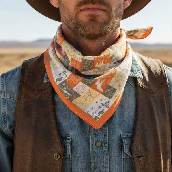 小物 Lee 50s cowboy bandanna Bandana Estampada Laranja Rodeo West 39727 - Rodeo West