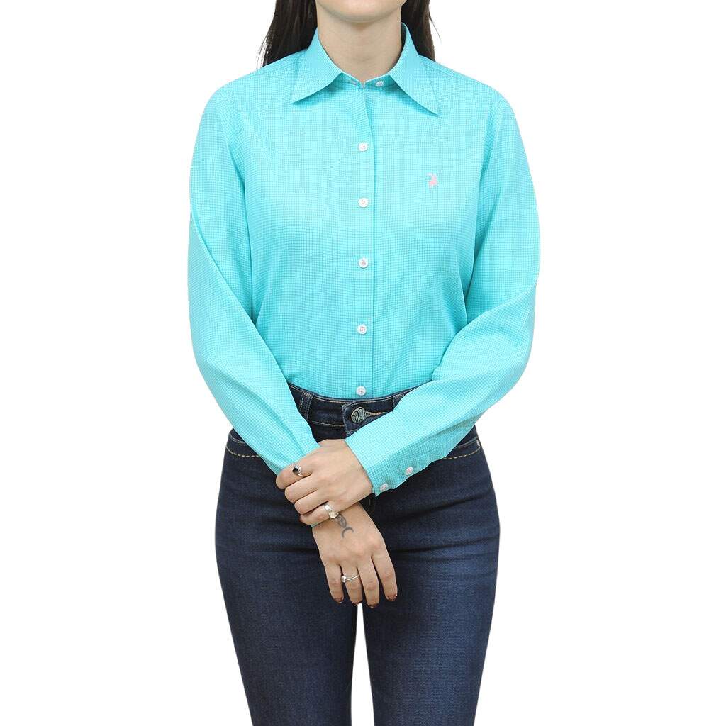 Camisa Feminina Manga Longa Xadrez Verde Austin Western 39810