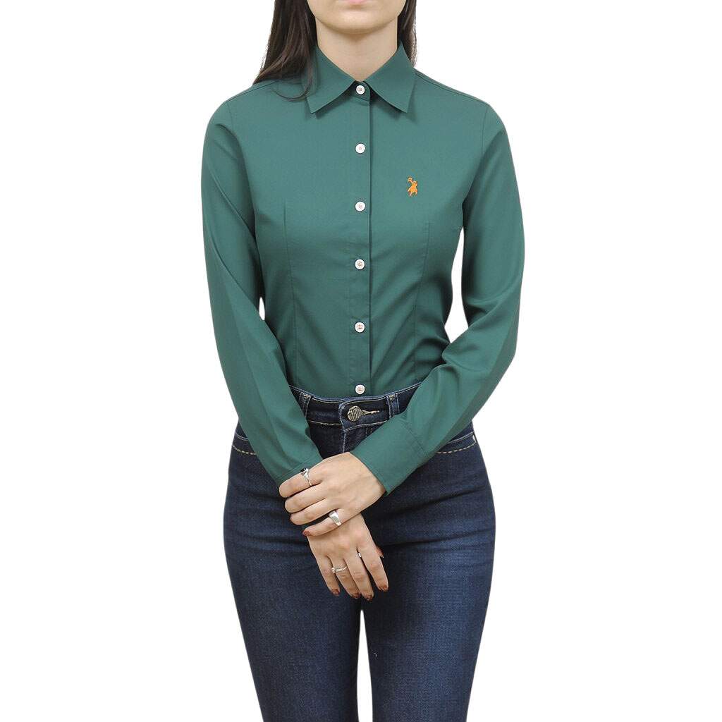 Camisa Feminina Manga Longa Verde Austin Western 39817 - Rodeo West