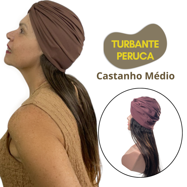 Turbante Peruca Quimioterapia - Cab Castanho M�dio | Conforto e Beleza