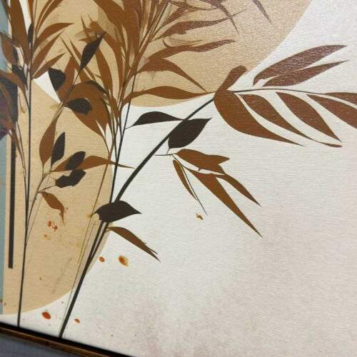 Quadro Folhas Douradas Formas Geomtricas