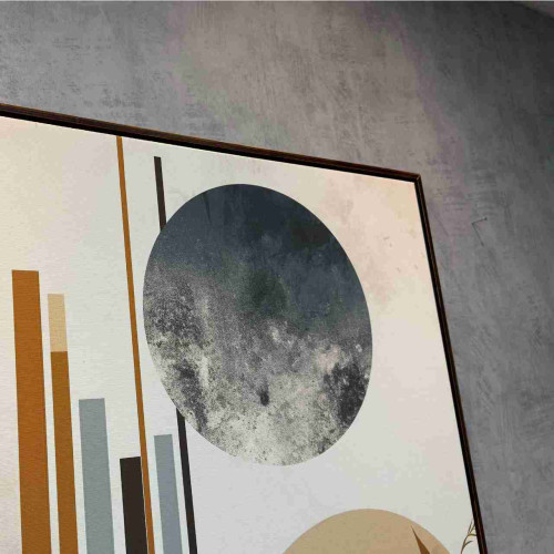 Quadro Folhagens Tons Terrosos Formas Geomtrica