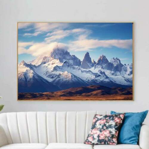 Quadro Paisgem de Montanhas Com Neve
