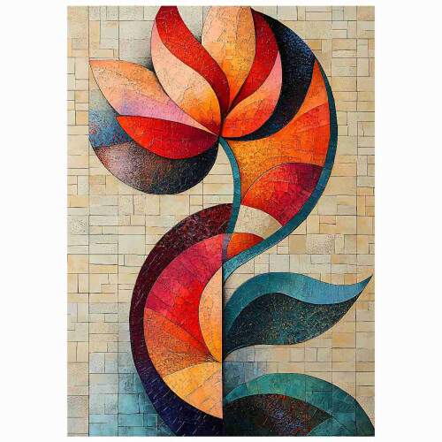 Quadro Abstrato Folhas Full Color