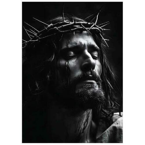 Quadro Paixo de Cristo em Tons de Cinza
