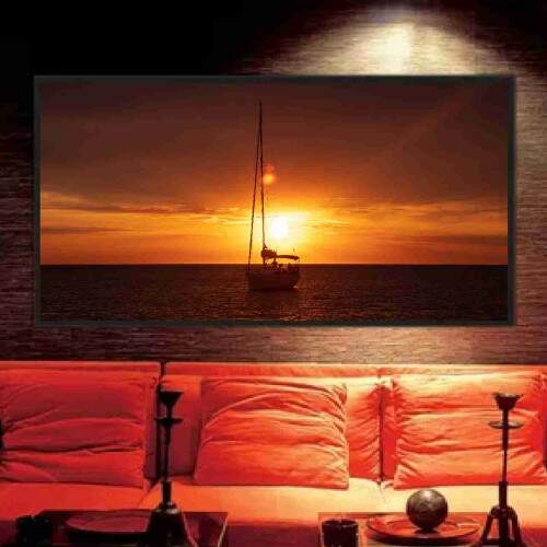 Quadro Barco Oceano Pr do Sol