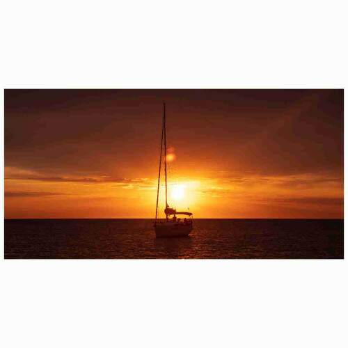 Quadro Barco Oceano Pr do Sol
