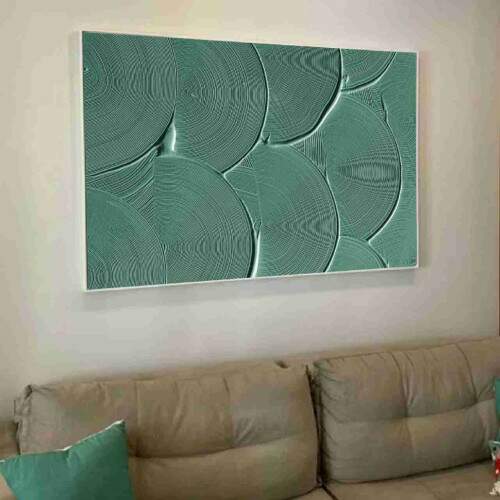 Quadro Textura Verde Pincelada Curva