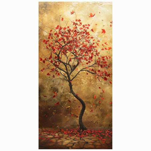 Quadro rvore Folhas Vermelhas
