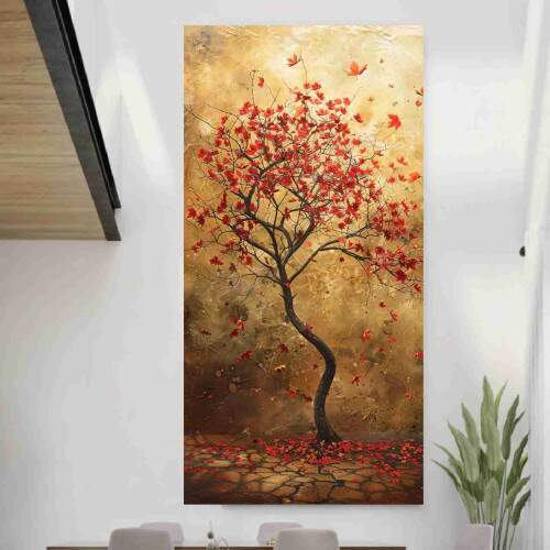 Quadro rvore Folhas Vermelhas
