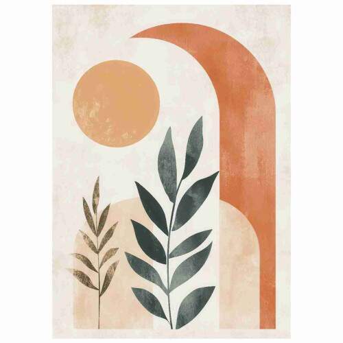 Quadro Minimalista Boho Formas Geomtricas Folhagem