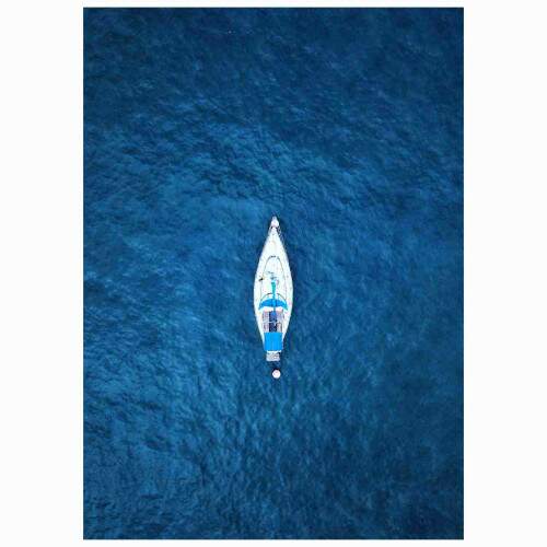 Quadro Barco Tons de Azul Oceano