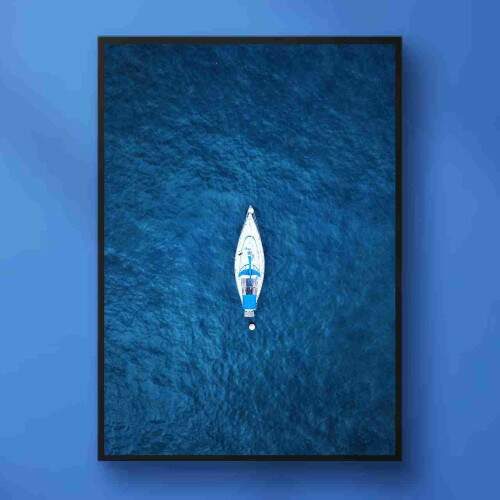 Quadro Barco Tons de Azul Oceano